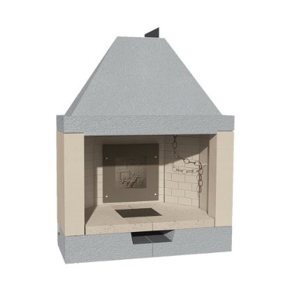 Immagine di CAMINO A LEGNA BIVALENTE IN CEMENTO CON FOCOLARE IN REFRATTARIO M 130 REF MARSICAMIN