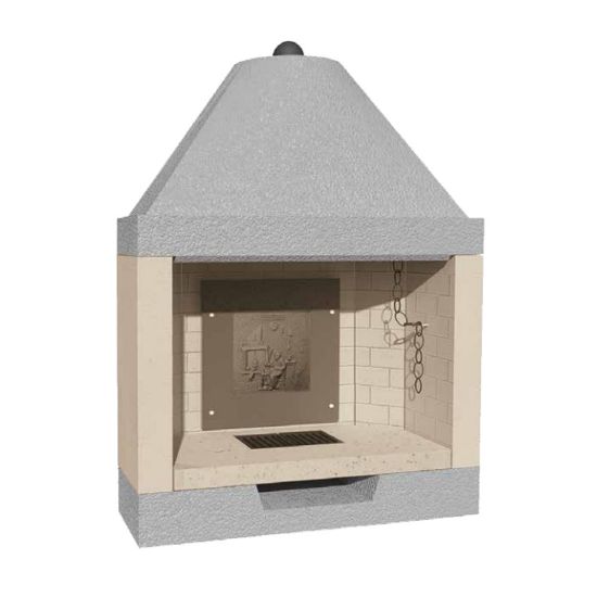 Immagine di CAMINO A LEGNA BIVALENTE IN CEMENTO CON FOCOLARE IN REFRATTARIO M 110 REF MARSICAMIN