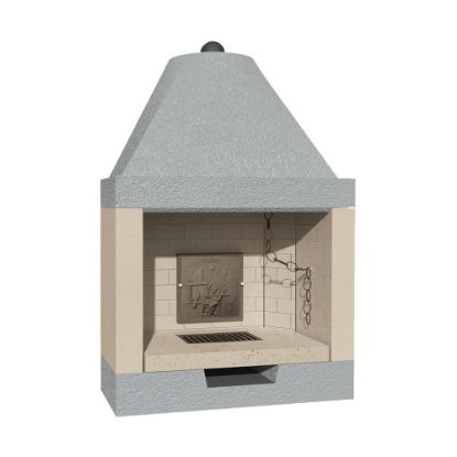 Immagine di CAMINO A LEGNA BIVALENTE IN CEMENTO CON FOCOLARE IN REFRATTARIO M 100 REF MARSICAMIN