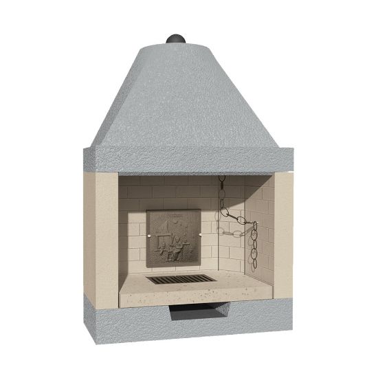 Immagine di CAMINO A LEGNA BIVALENTE IN CEMENTO CON FOCOLARE IN REFRATTARIO M 100 REF MARSICAMIN