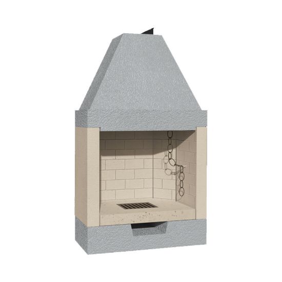 Immagine di CAMINO A LEGNA BIVALENTE IN CEMENTO CON FOCOLARE IN REFRATTARIO M 80 REF MARSICAMIN