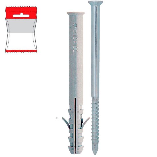 Immagine di TASSELLO PROLUNGATO NYLON Ø 6x60 MM CON VITE BLISTER 15 PZ