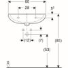 Immagine di LAVABO COLIBRI 60x45,5 CM INSTALLAZIONE SOSPESA O SU COLONNA MONOFORO CERAMICA BIANCA GEBERIT