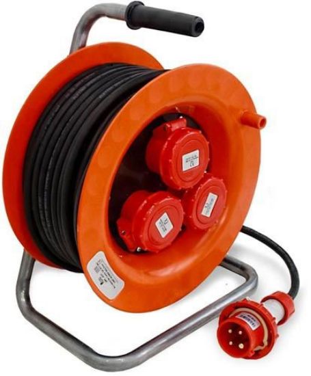 Immagine di AVVOLGICAVO 30 MT CAVO 4x2,5 MM CON 3 PRESE 380V ROSI