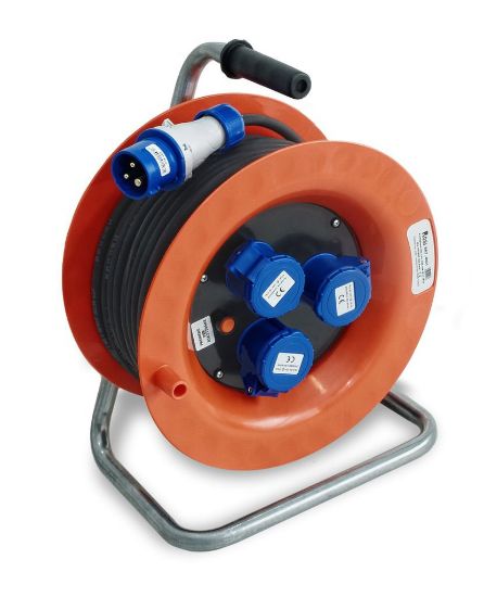 Immagine di AVVOLGICAVO 30 MT CAVO 3x2,5 MM CON 3 PRESE 230V ROSI
