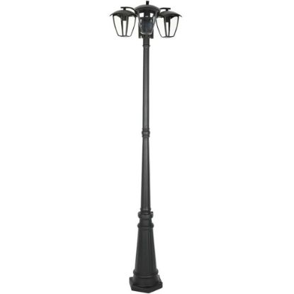 Immagine di LAMPIONE DA GIARDINO CON TRE PORTALAMPADA ATTACCO E27 A SFERA FISSAGGIO A TERRA COLORE NERO H.199 CM VT-740 V-TAC
