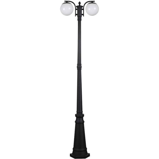 Immagine di LAMPIONE DA GIARDINO CON DOPPIO PORTALAMPADA ATTACCO E27 A SFERA FISSAGGIO A TERRA COLORE NERO H.190 CM VT-1232 V-TAC