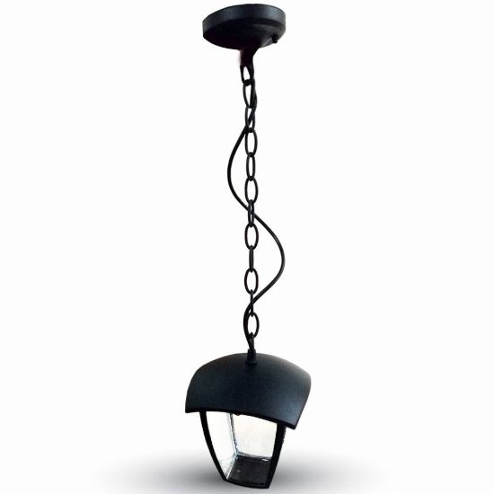 Immagine di LAMPADA A SOSPENSIONE A LANTERNA CON PORTALAMPADA ATTACCO E27 COLORE NERO IP44 VT-735 V-TAC