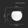 Immagine di APPLIQUE A MURO CON SFERA OPALE INFERIORE CON PORTALAMPADA ATTACCO E27 COLORE NERO IP44 VT-1150 V-TAC