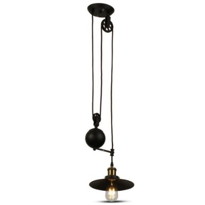 Immagine di LAMPADA A SOSPENSIONE IN METALLO CON ALTEZZA REGOLABILE PORTALAMPADA ATTACCO E27 COLORE NERO VT-7201 V-TAC