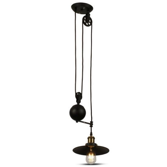 Immagine di LAMPADA A SOSPENSIONE IN METALLO CON ALTEZZA REGOLABILE PORTALAMPADA ATTACCO E27 COLORE NERO VT-7201 V-TAC