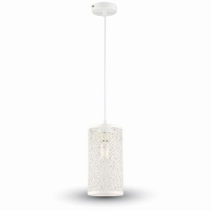Immagine di LAMPADA A SOSPENSIONE A CILINDRO ALVEOLARE IN METALLO COLORE BIANCO Ø13 x H 25 CM PORTALAMPADA ATTACCO E27 VT-7131-MW V-TAC