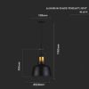 Immagine di LAMPADA A SOSPENSIONE IN ALLUMINIO NERO SATINATO Ø22 x H 28 CM PORTALAMPADA ATTACCO E27 VT-7422-B V-TAC
