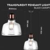 Immagine di LAMPADA A SOSPENSIONE IN VETRO TRASPARENTE E METALLO Ø22 x H 28 CM PORTALAMPADA ATTACCO E27 VT-7220-T V-TAC