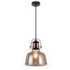 Immagine di LAMPADA A SOSPENSIONE IN VETRO AMBRATO E METALLO Ø22 x H 28 CM PORTALAMPADA ATTACCO E27 VT-7220-A V-TAC