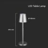 Immagine di LAMPADA LED DA TAVOLO A BATTERIA RICARICABILE 3W COLORE GRIGIO DIMMERABILE 4000K VT-7703-RB-G V-TAC