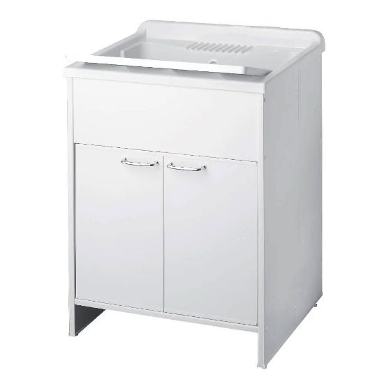 Immagine di LAVATOIO IN PVC CON MOBILE 60x60 CM COMPLETO DI ASSE IN POLIPROPILENE NEGRARI