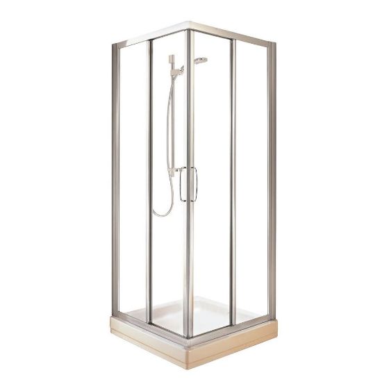 Immagine di BOX DOCCIA TIPICA ANGOLO SCORREVOLE 87-92 CM (PER LATO) SILVER BRILL CRISTALLO STAMPATO IDEAL STANDARD