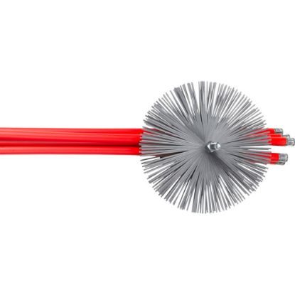 Immagine di KIT PULIZIA CANNE FUMARIE 1 SCOVOLO TONDO NYLON D.250 + 5 ASTE L=1400MM LUNGHEZZA TOTALE MT 7