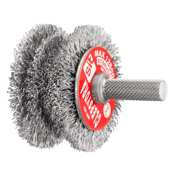 Immagine di SPAZZOLA SAGOMATA A FUGA CLEPSYDRA IN ACCIAIO PER TRAPANO DIAMETRO 60-50MM