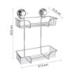 Immagine di PORTA OGGETTI DOCCIA A VENTOSA RETTANGOLARE 2 RIPIANI IN FILO CROMO GEDY