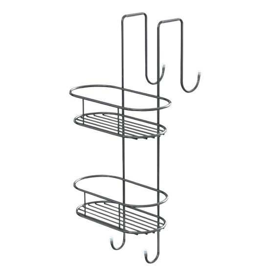 Immagine di PORTA OGGETTI DOCCIA APPENDIBILE OVALE 2 RIPIANI IN FILO CROMO GEDY