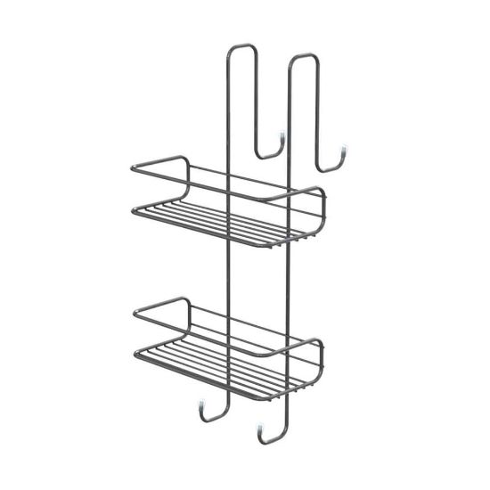 Immagine di PORTA OGGETTI DOCCIA APPENDIBILE RETTANGOLARE 2 RIPIANI IN FILO CROMO GEDY