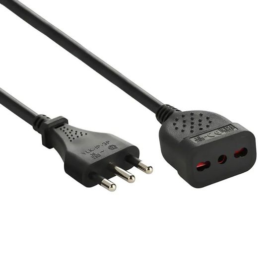 Immagine di PROLUNGA CASALINGA NERA 16A BIVALENTE MT 3 ELECTRALINE