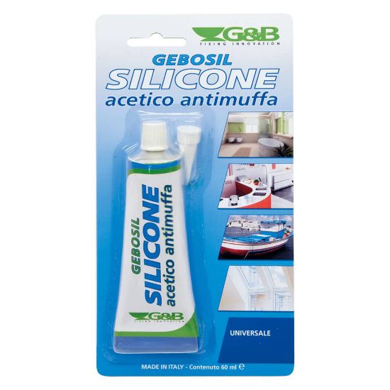 Immagine di SILICONE ACETICO ANTIMUFFA BIANCO TUBETTO IN BLISTER 60 ML IDEALE PER BAGNO E CUCINA