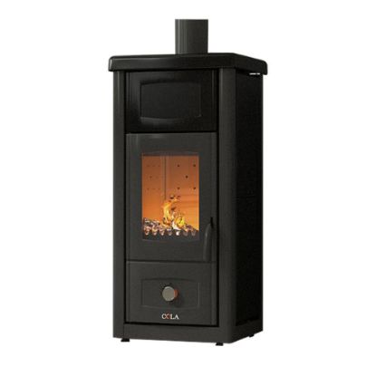 Immagine di STUFA A LEGNA ENEA 7,5 KW RIVESTIMENTO MAIOLICA NERO COLA