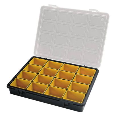 Immagine di PORTAMINUTERIA CON 16 VASCHETTE REMOVIBILI L 24,2 X P 18,8 X H 3,7 CM COPERCHIO TRASPARENTE