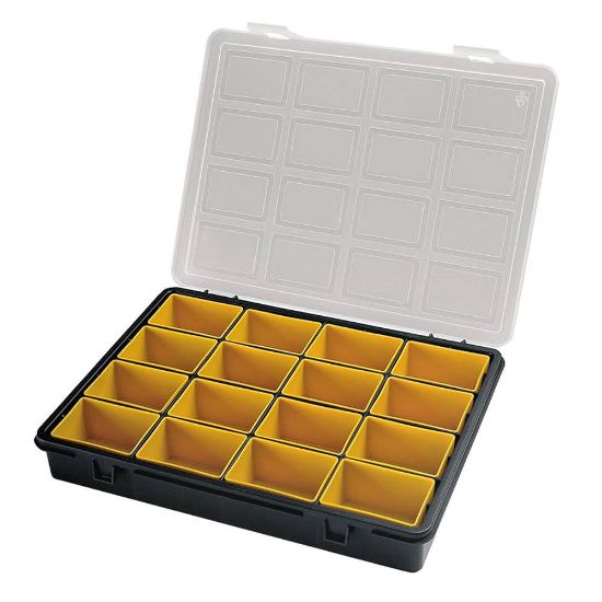 Immagine di PORTAMINUTERIA CON 16 VASCHETTE REMOVIBILI L 24,2 X P 18,8 X H 3,7 CM COPERCHIO TRASPARENTE