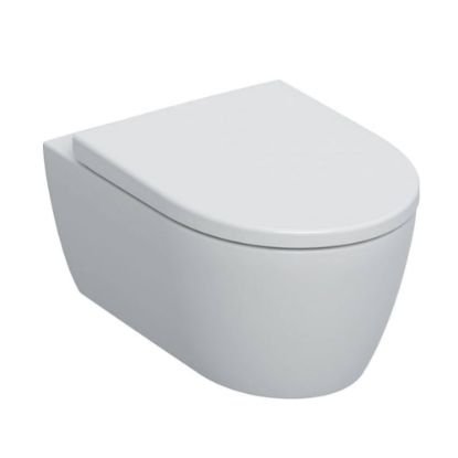 Immagine di VASO ICON 2022 SET SOSPESO RIMFREE CON SEDILE AMMORTIZZATO SGANCIO RAPIDO CERAMICA BIANCA GEBERIT