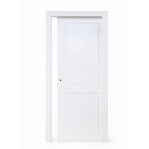 Immagine di PORTA PANTOGRAFATA 3 BUGNE LACCATO BIANCO SCORREVOLE INTERNO MISURA 90x210x10/12 CM REVERSIBILE