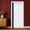 Immagine di PORTA PANTOGRAFATA 3 BUGNE LACCATO BIANCO SCORREVOLE INTERNO MISURA 90x210x10/12 CM REVERSIBILE