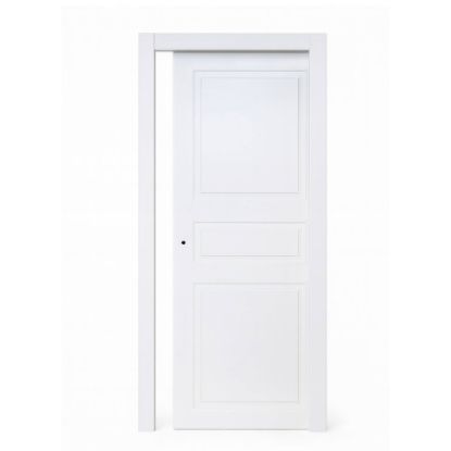 Immagine di PORTA PANTOGRAFATA 3 BUGNE LACCATO BIANCO SCORREVOLE INTERNO MISURA 70x210x10/12 CM REVERSIBILE