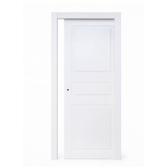 Immagine di PORTA PANTOGRAFATA 3 BUGNE LACCATO BIANCO SCORREVOLE INTERNO MISURA 60x210x10/12 CM REVERSIBILE
