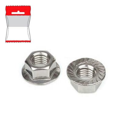 Immagine di DADO ESAGONALE FLANGIATO ZIGRINATO INOX  M 8 BLISTER 6 PZ