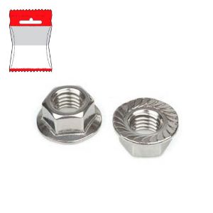 Immagine di DADO ESAGONALE FLANGIATO ZIGRINATO INOX  M 5 BLISTER 14 PZ