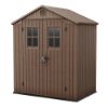 Immagine di CASETTA GIARDINO (DARWIN 6X4) IN RESINA CON FINESTRE EFFETTO LEGNO NATURALE MARRONE L.190 P.122 H.221 CM  KETER