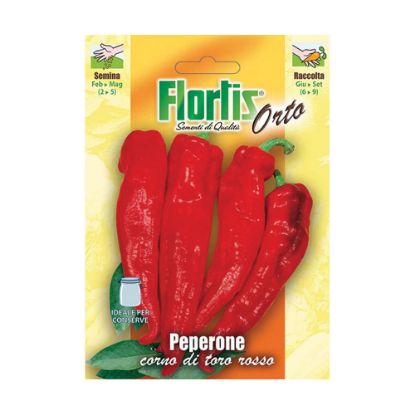 Immagine di BUSTINA SEMI ORTO PEPERONE CORNO DI TORO ROSSO L 11,5 H 16 CM FLORTIS
