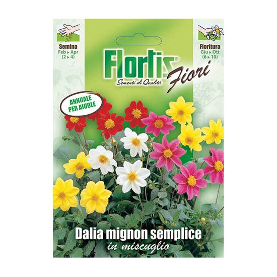 Immagine di BUSTINA SEMI FIORI DALIA MIGNON SEMPLICE MIX L 11,5 H 16 CM FLORTIS