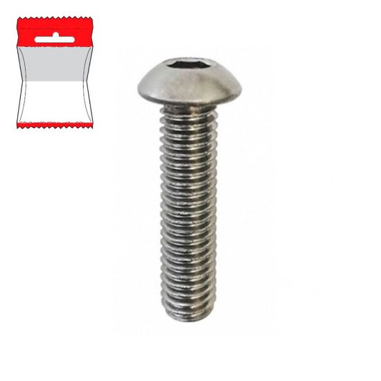 Immagine di BULLONE INOX TESTA BOMBATA ESAGONALE INTERAMENTE FILETTATO 5X10 MM BLISTER 8 PZ