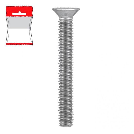 Immagine di BULLONE INOX TESTA PIANA SVASATA INTERAMENTE FILETTATO 4X40 MM BLISTER 12 PZ
