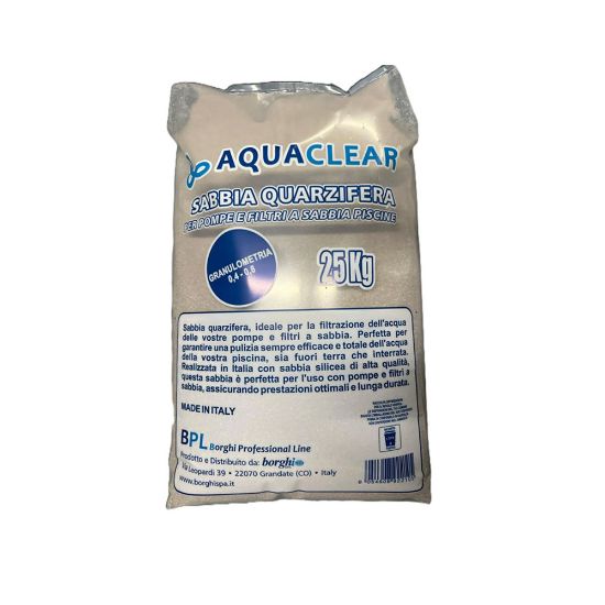 Immagine di SABBIA QUARZIFERA GRANULOMETRIA 0,4 - 0,8 mm SACCO DA 25 KG IDEALE PER POMPE E FILTRI A SABBIA AQUACLEAR