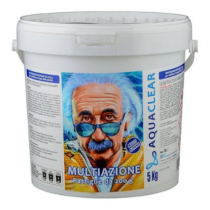 Immagine di CLORO PASTIGLIE MULTIAZIONE DA 200 GR CONFEZIONE DA 5,0 KG FUNZIONE DI STABILIZZANTE - ANTIALGHE - FLOCCULANTE AQUACLEAR