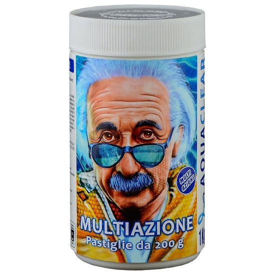 Immagine di CLORO PASTIGLIE MULTIAZIONE DA 200 GR CONFEZIONE DA 1,0 KG FUNZIONE DI STABILIZZANTE - ANTIALGHE - FLOCCULANTE AQUACLEAR