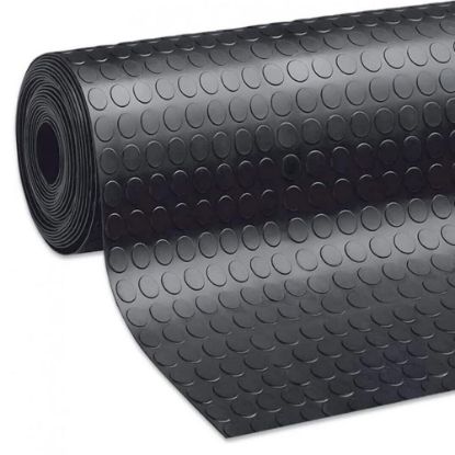 Immagine di PAVIMENTO IN GOMMA ANTISCIVOLO CON RILIEVO BOLLO NERO H 120 CM SPESSORE 3,0 MM ROTOLO DA 15 ML VELCOC