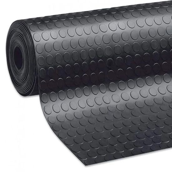 Immagine di PAVIMENTO IN GOMMA ANTISCIVOLO CON RILIEVO BOLLO NERO H 120 CM SPESSORE 3,0 MM ROTOLO DA 15 ML VELCOC