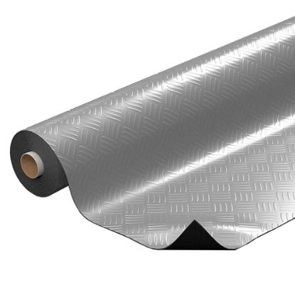 Immagine di PAVIMENTO IN PVC ANTISCIVOLO RILIEVO LAMIERA STRIGLIATA GRIGIO H 100 CM SPESSORE 1,0 MM ROTOLO DA 25 ML VELCOC